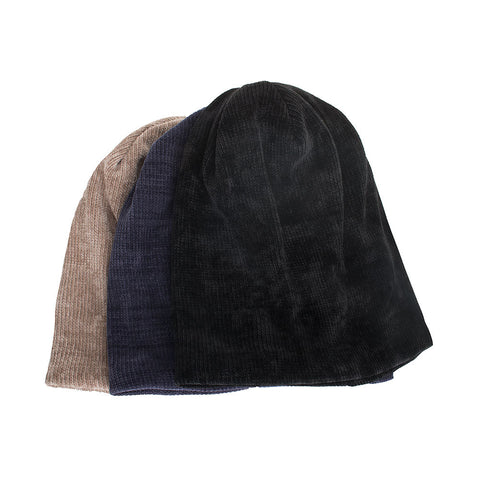 Winter men's plus velvet hat corduroy pullover hat knitted hat