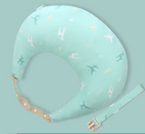 Hands Free Breastfeeding Pillow with Safety Strap Green Deer Pattern