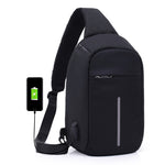 Antitheft USB Charging Water Resistant Shoulder Bag Black