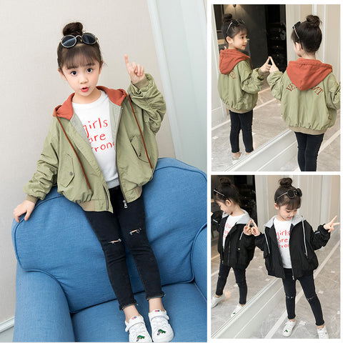 Children's jacket new spring Korean fashion girls casual hooded jacket big boy sports jacket