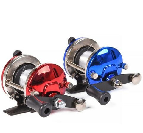 New Mini Metal Bait Casting Spinning Boat Ice Fishing Reel Fish Water Wheel Baitcast Roller Coil with 50M Wire Fishing Supplies