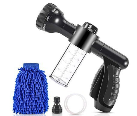 Pressure Hose Nozzle Variable Spray Options Soap Dispenser Cleaning Rag Hose Adapter 