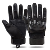 Waterproof Slash-proof touchscreen outdoor multipurpose knuckle guard gloves adjustable wrist Black Full Finger 