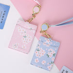 Retractable Lanyard Card Holder PU Leather Student ID Card Holder
