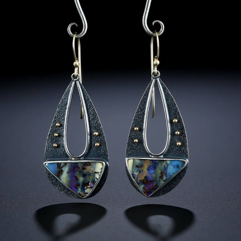Vintage Elegant Resin Dangle Earrings For Women Fashion Bohemian Long Hollow Water Drop Triangle Drop Earring Jewelry Z5D396