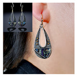 Vintage Elegant Resin Dangle Earrings For Women Fashion Bohemian Long Hollow Water Drop Triangle Drop Earring Jewelry Z5D396