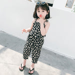 Children's Printed Sling Two-piece Korean Style Flower Sleeveless Suit