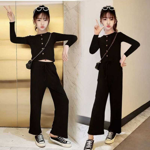 Two-piece Long-sleeved Wide-leg Pants for Girls