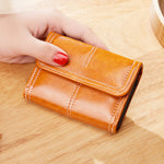 Vintage Oil Wax Leather Multi-card Pocket Mini Women's Coin Purse