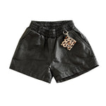 Girls All-match Outer Wear Leather Shorts