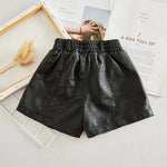 Girls All-match Outer Wear Leather Shorts
