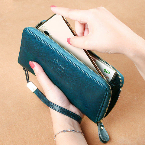 Women's Long Leather Large-capacity Zipper Wallet Clutch