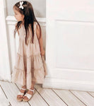 European and American Summer New Products Girls Linen Skirt Lace Pleated Sleeveless Princess Dress