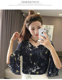 Summer Small Fresh Floral Short-Sleeved Chiffon Shirt 2020 New Korean Chiffon Super Fairy Trumpet Sleeve T-Shirt Top Women
