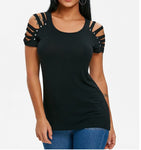 Fashion Casual All-Match Off-Shoulder Round Neck Top