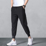 Solid Color Cropped Trousers, Loose-fitting Sports Trousers, Quick-drying Men's Pants
