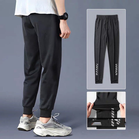 Solid Color Cropped Trousers, Loose-fitting Sports Trousers, Quick-drying Men's Pants