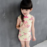 Children's ethnic style cotton and linen cute cheongsam