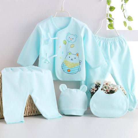 Newborn Baby Suits Pure Cotton  5pcs Set Baby Fashion Underwear 15 Colors Sets Infant Unisex Suit