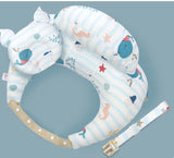 Hands Free Breastfeeding Pillow with Safety Strap Head Support Pillow and Side Support Pillow Blue Whale Pattern