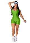 Sexy Bodycon One Piece Jumpsuit Women Shorts Romper Tracksuit Fitness Candy Color Sleeveless Backless Playsuit