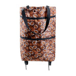Expanding Shopping Bag with Wheels Brown Pattern