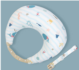 Hands Free Breastfeeding Pillow with Safety Strap Blue Whale Pattern