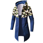 Men's Autumn Winter Casual Camouflage Zipper Long Sleeve Top Blouse Jacket Coat Mens Winter Warm Plus Thicker Long Coat