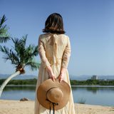 Hat female summer seaside vacation beach hat bow ribbon female sunscreen straw hat folding