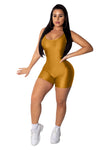 Sexy Bodycon One Piece Jumpsuit Women Shorts Romper Tracksuit Fitness Candy Color Sleeveless Backless Playsuit