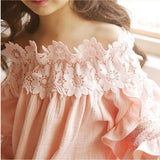 Esther Off-Shoulder Dress One-neck lace dress in the big boy spring and autumn long-sleeved dress