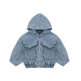 Mmiddle and large children's zipper denim Hoodie
