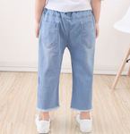 Children's Summer Pants Spring and Summer New Children's Wear Small and Medium Children's Print Girls' Jeans Cropped Pants