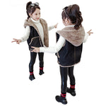 Spring And Autumn New Children's Denim Vest Clip  Girls Thick Hooded