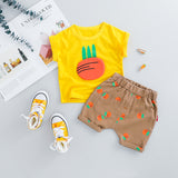 2021 summer new children's short-sleeved suit Korean version of the children's suit summer children's clothes baby cute radish