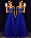 Dress Backless Beaded Ball Elegant Long Dress Blue Chiffon Dress Spot