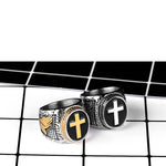Europe and the United States Metrosexual men's ring finger cross personality retro titanium ring punk domineering jewelry