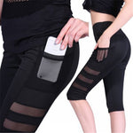helisopus women in quick drying high waist pants pocket, elastic mesh sports leisure fitness that hot pants leggings