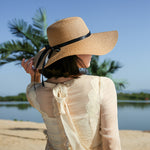 Hat female summer seaside vacation beach hat bow ribbon female sunscreen straw hat folding