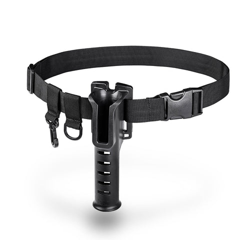 Adjustable Belt with Fishing Pole Support and Equipment Hanging Hooks