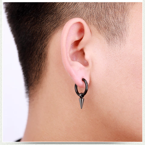 Stainless Steel Tassel Earrings Titanium Steel Single Point Stud Earrings Men