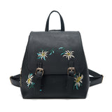Embroidered Folk Style Fashion Leather Backpack Wholesale Flower Color Embroidery