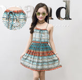 Summer Korean version of the big children's cotton silk dress girl floral dress skirt skirt children's beach skirt