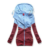 AliExpress Amazon Explosive Sweater Women's Personality Double Zip Colorblock Hooded Long Sleeve Plus Velvet Jacket