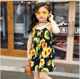 Summer Korean version of the big children's cotton silk dress girl floral dress skirt skirt children's beach skirt