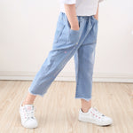 Children's Summer Pants Spring and Summer New Children's Wear Small and Medium Children's Print Girls' Jeans Cropped Pants