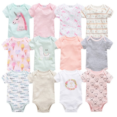 Baby onesies three-piece suit 2021 new cotton short-sleeved sweater baby clothes clothes