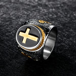 Europe and the United States Metrosexual men's ring finger cross personality retro titanium ring punk domineering jewelry