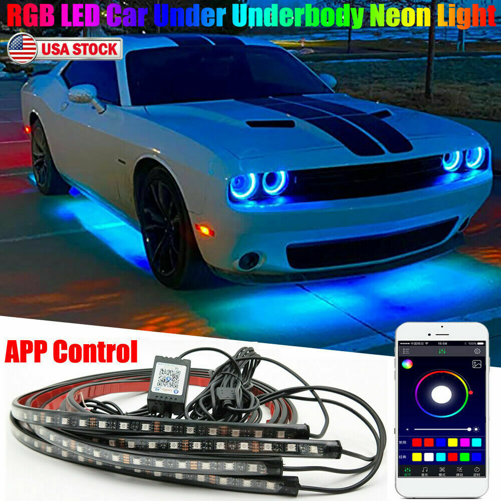 12V Under Car LED Lights Underglow Flexible Strip Lights RGB