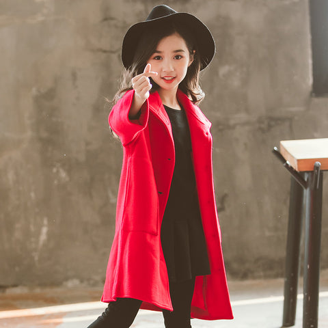Korean winter mid-length children's woolen coat